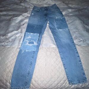 Stylish Blue Patchwork Women Jeans